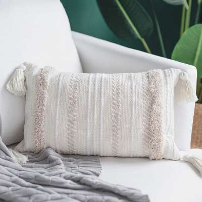 Decorative Throw Pillow Cover Tribal Boho Woven Tufted Pillowcase with Tassels Super Soft Pillow Sham Pillowcase Cushion Case