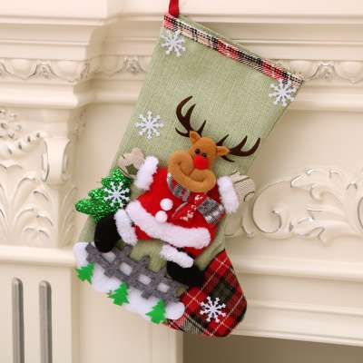 Eco New Hot Sale Small Xmas Sock Factory Directly Sale Unique Decoration Christmas Candy Bag Stocking Kit Christmas boot Socks